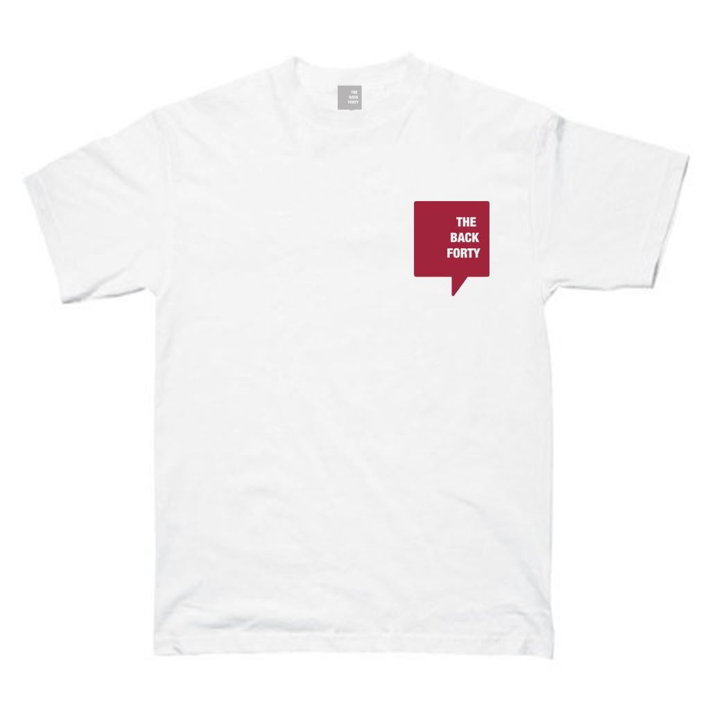 The Back Forty Pocket Logo Tee White