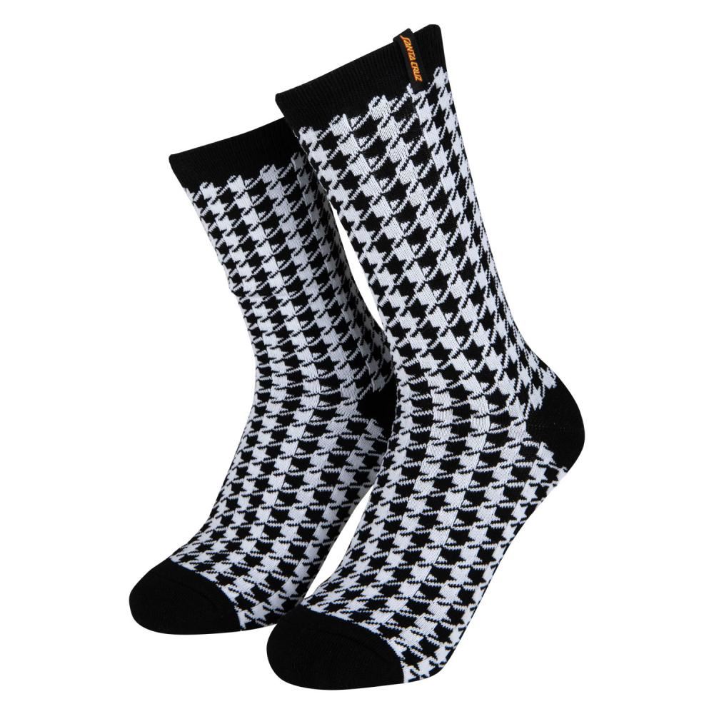 Santa Cruz Womens Socks Strip Houndstooth Sock Black / White - 4-7