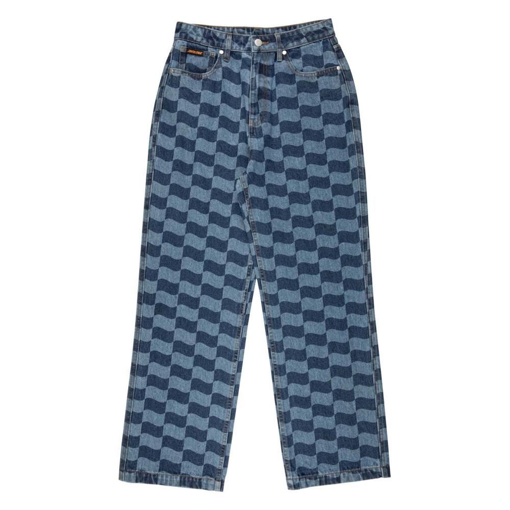 Santa Cruz Womens Pant Classic Baggy Jeans - Blue Wave Check