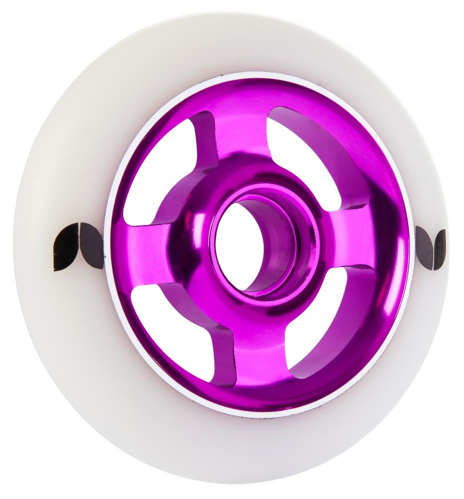 Blazer Pro Scooter Wheel Stormer 4 Spoke Aluminium 100mm - White / Purple - Skatewarehouse.co.uk