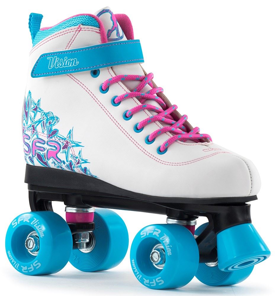 SFR Vision II Children's Quad Skates - White / Blue - Skatewarehouse.co.uk