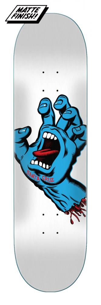 Santa Cruz Screaming Hand White Skateboard Deck - 8.25" - Skatewarehouse.co.uk