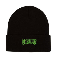 Creature Beanie Logo Outline Long Shoreman - Black - Skatewarehouse.co.uk